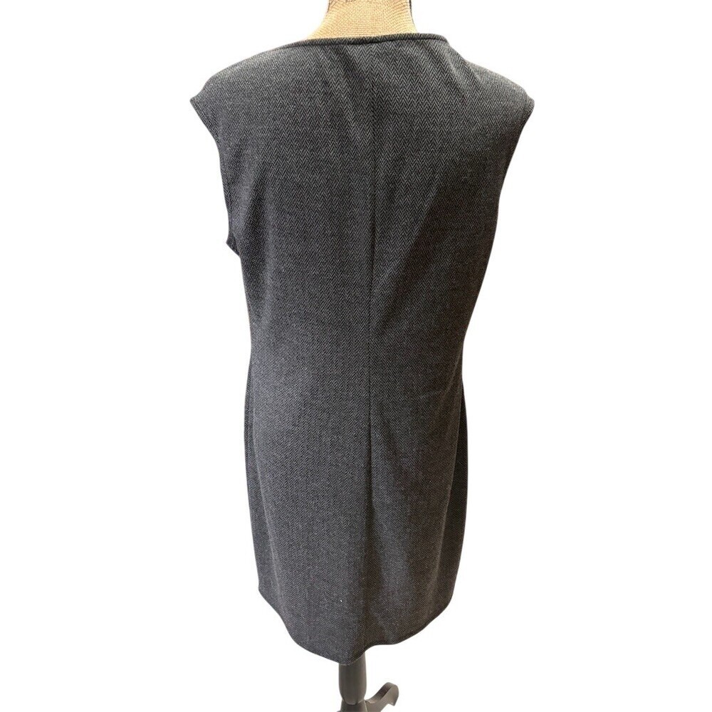 Nine West Dress Womens L Gray Sleeveless Shift Herringbone Scoop Neck - Picture 4 of 8